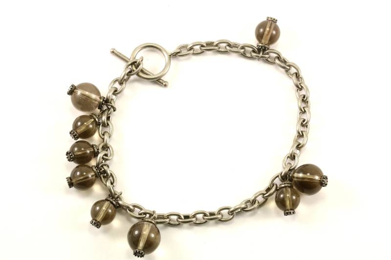 Vintage Rauchbraun Kristalle Perlen Design Toggle Bettelarmband 925 Sterling Br 2643 von GabrielStar