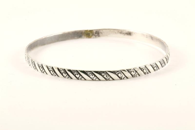 Vintage Ribbed Scroll Design Runder Armreif Armband 925 Sterling Silber Br 2152 von GabrielStar