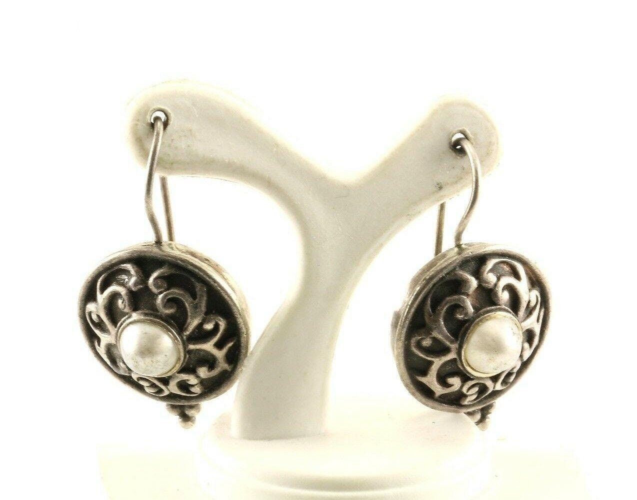 Vintage Rolle Faux Perle Design Tropfen Baumeln Ohrringe 925 Sterling Silber Er 817(123759755523 von GabrielStar