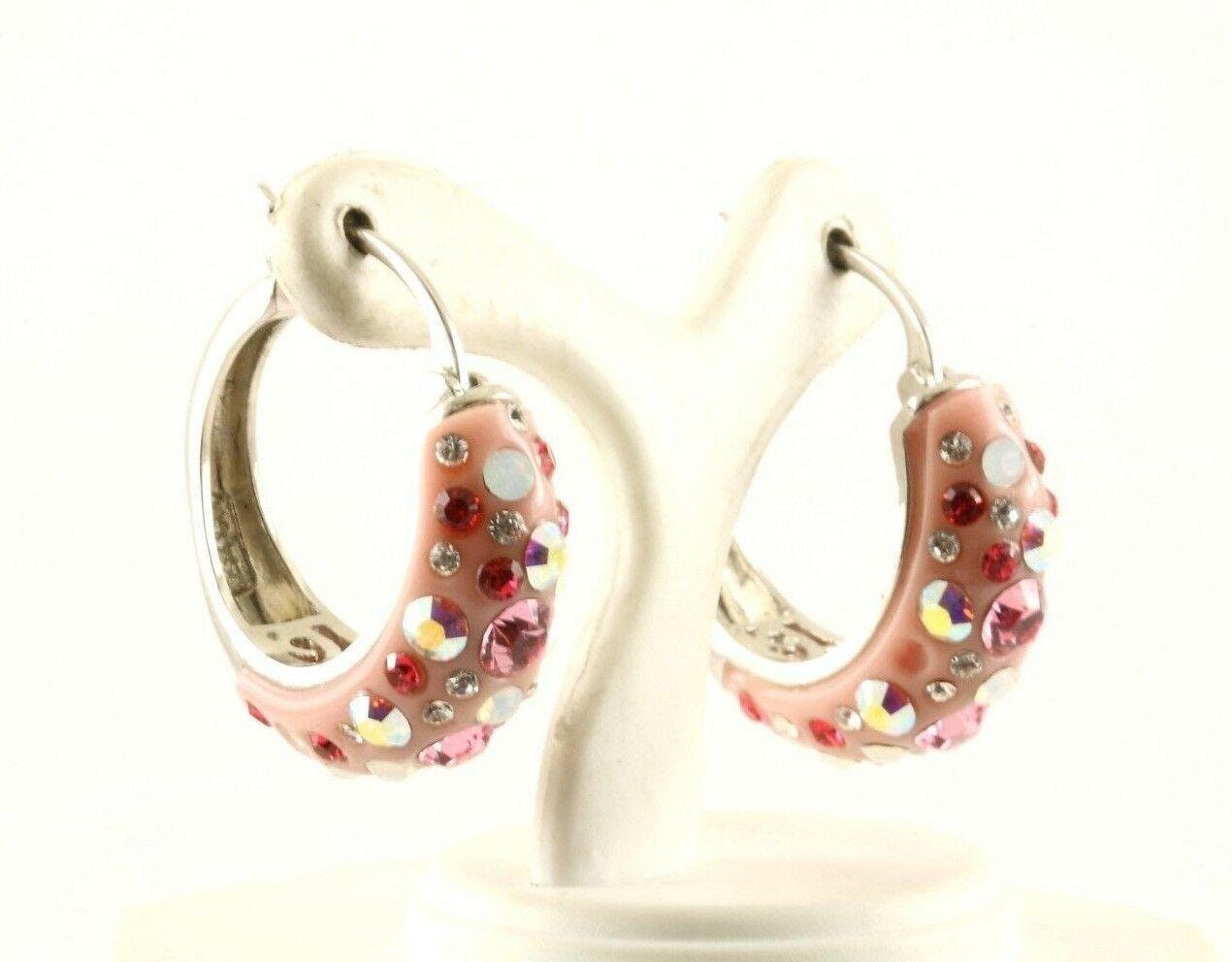 Vintage Rosa Strass Funkelnde Design Creolen Sterling Silber Er 1197 von GabrielStar