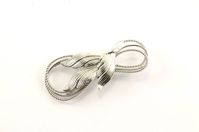 Vintage Schleife Blatt Design Anstecknadel/Brosche 925 Sterling Bb 1240 von GabrielStar