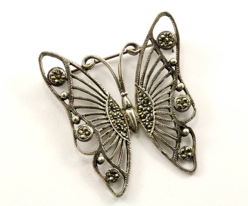 Vintage Schmetterling Markasit Design Anstecknadel/Brosche 925 Sterling Bb 47-E Vintage Schmetterling Markasit Design Anstecknadel/Brosche 925 Sterling Bb 47-E von GabrielStar