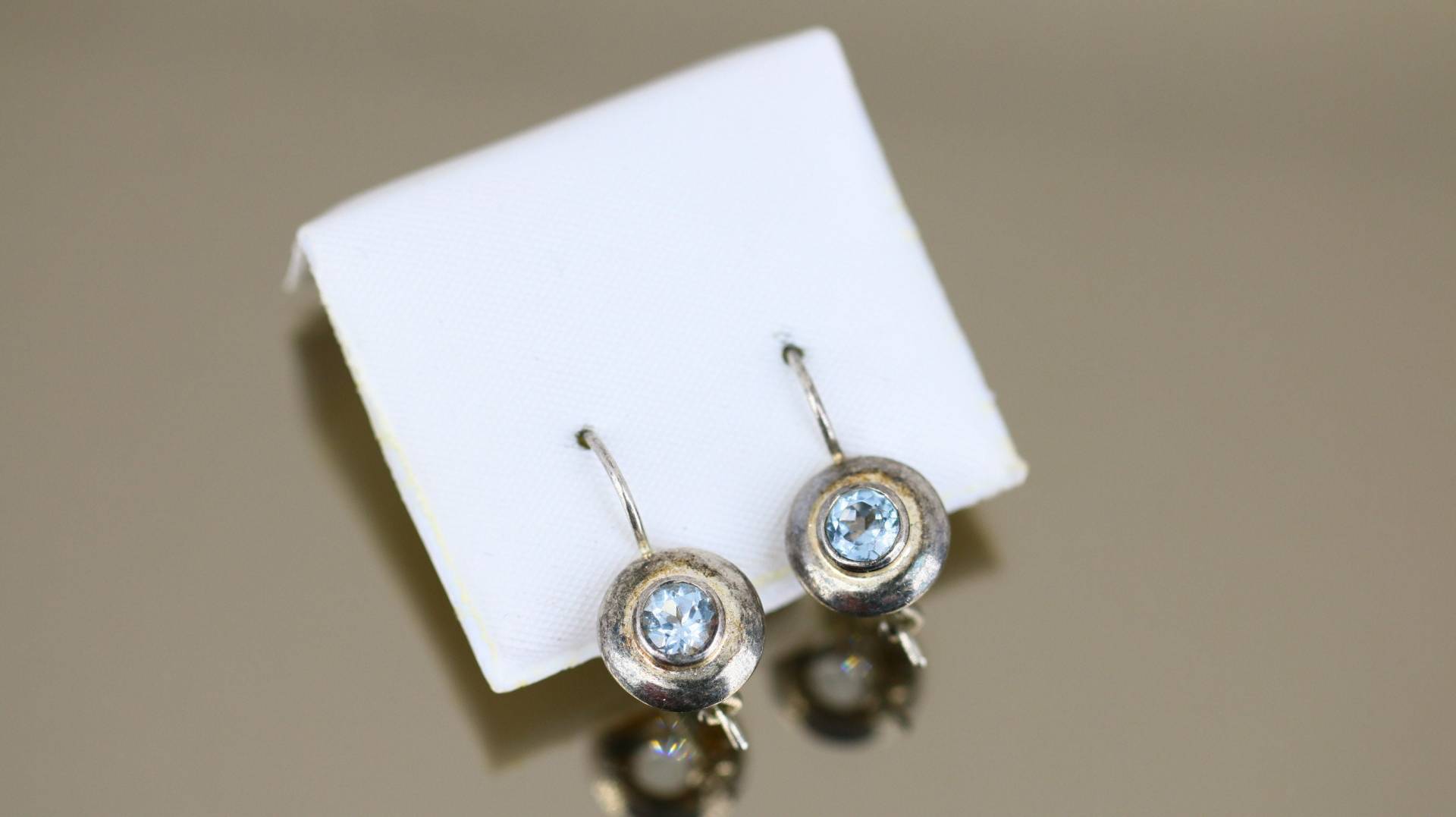 Vintage Schöne Aqua Blaue Kristalle Design Tropfen Ohrhänger Sterling 925 Er 1405 von GabrielStar