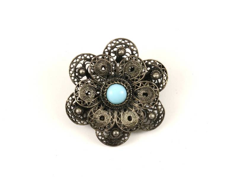 Vintage Schöne Blumen Floral Florale Filigrane Anstecknadel/Brosche 925 Sterling Bb 1166 von GabrielStar