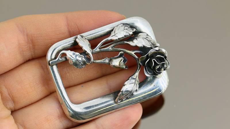 Vintage Schöne Danecraft Rose Flower Design Pin/Brosche 925 Sterling Bb 756 von GabrielStar