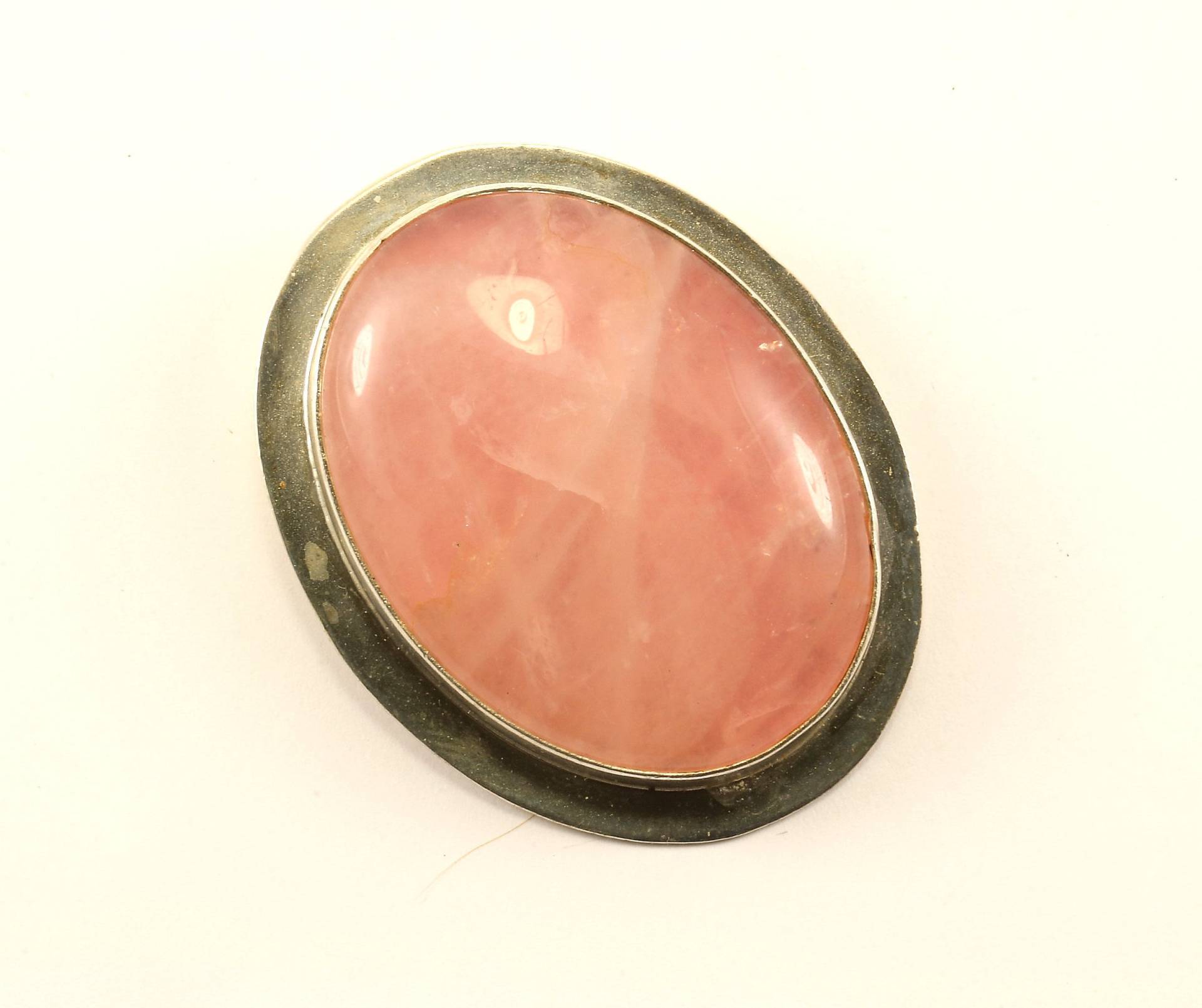 Vintage Schöne Große Ova Rosenquarz Design Pin/Brosche 925 Sterling Bb 1412 von GabrielStar