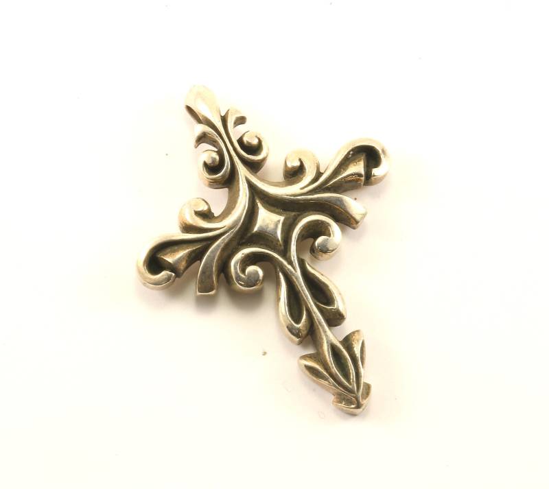 Vintage Schöne Religiöse Cross Scroll Design Anhänger 925 Sterling Pd 1721 von GabrielStar