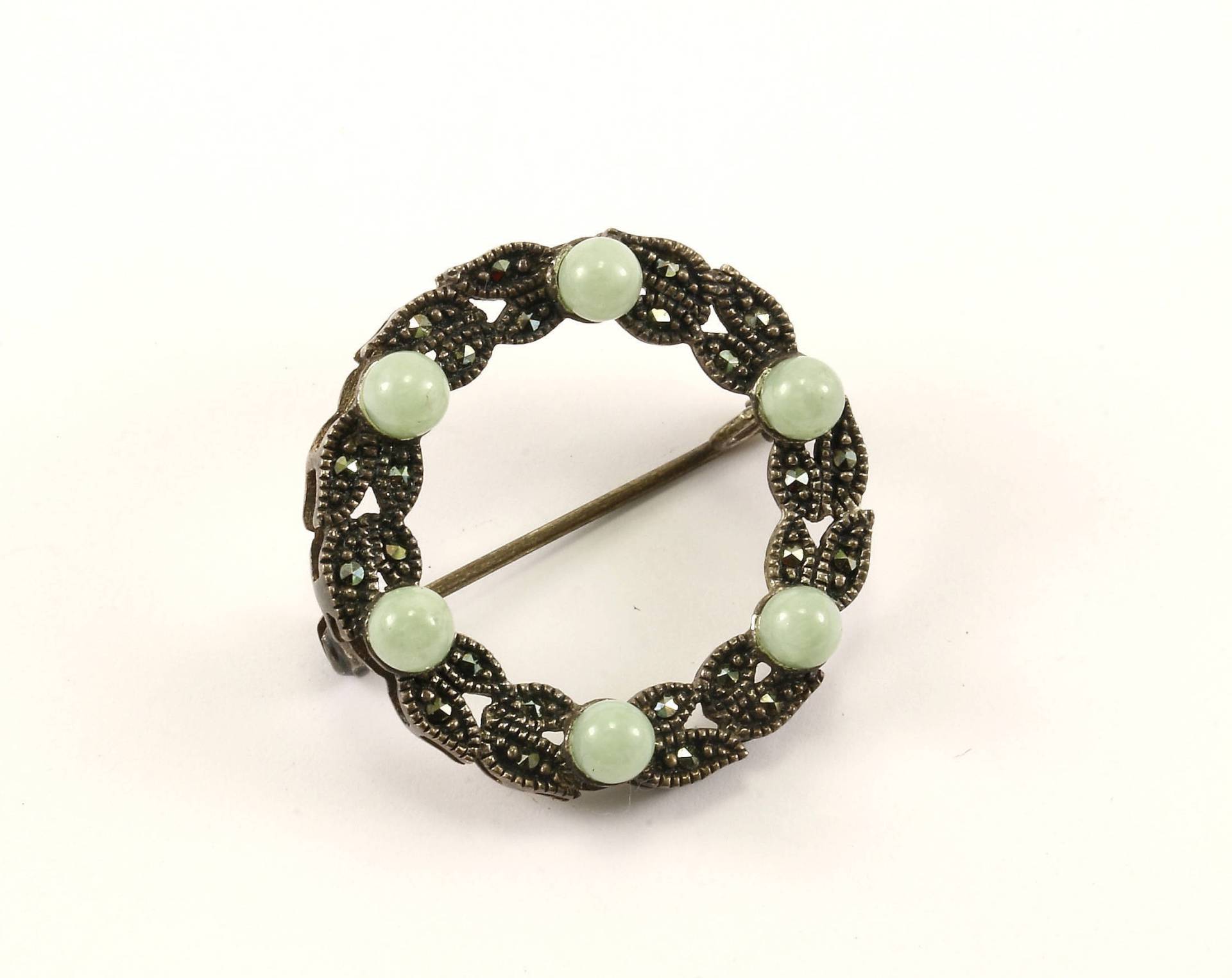 Vintage Schöne Runde Grün Quarz Markasit Design Pin/Brosche 925 Sterling Bb 1031 Vintage Schöne Runde Grün Quarz Markasit Design Pin/Brosche 925 Sterling Bb 1031 von GabrielStar