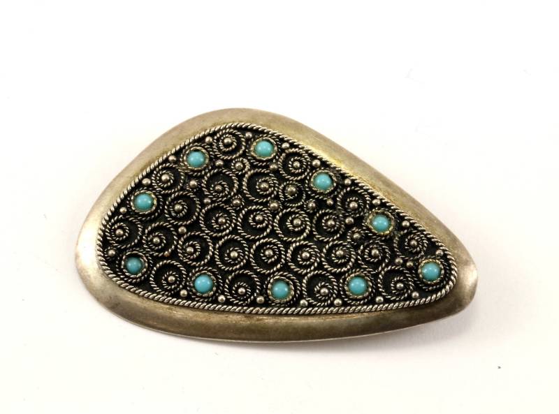 Vintage Scroll Design Türkis Pin/Brosche 925 Sterling Silber Bb 901 Vintage Scroll Design Türkis Pin/Brosche 925 Sterling Silber Bb 901 von GabrielStar