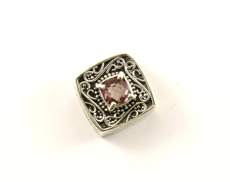 Vintage-Scroll-Schöne Rosa Kristall-Cz-Design Anhänger 925 Sterling Pd 2045 von GabrielStar