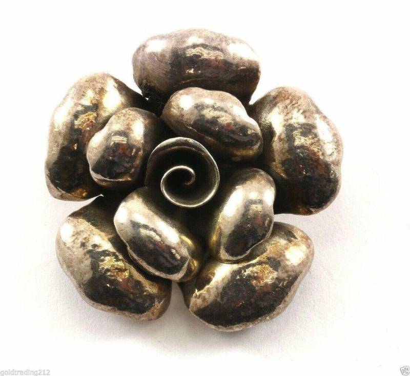 Vintage Signiert Blume Floral 3D Anhänger 925 Sterling Pd 1276(401734525105 von GabrielStar