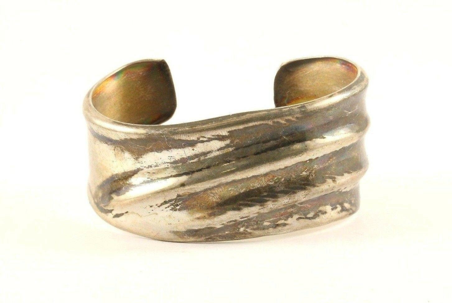 Vintage Silber Breite Welle Stil Design Manschette Armband 925 Sterling Br 3372(123720989900 von GabrielStar