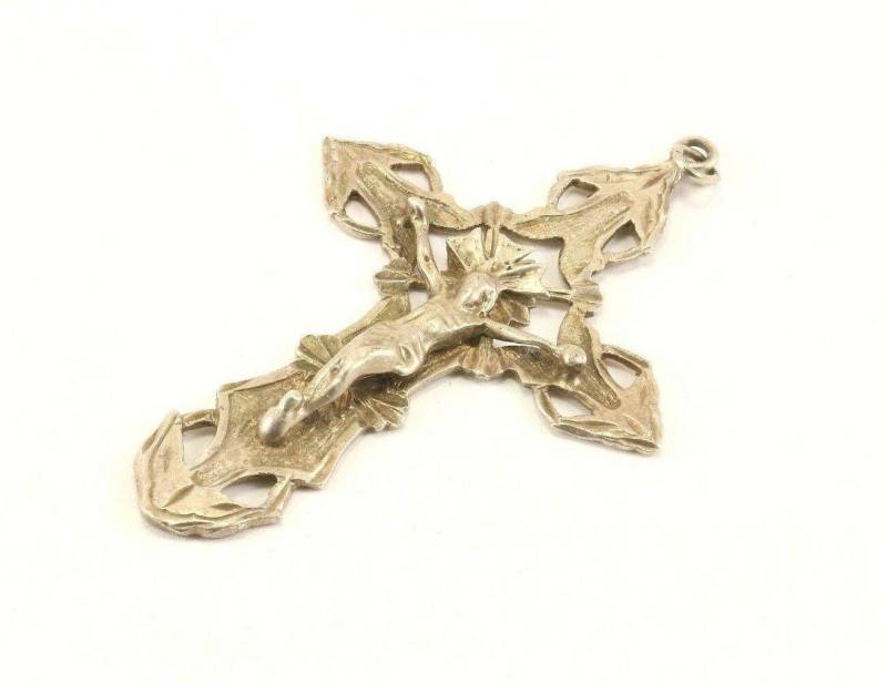 Vintage Silber Großes Kreuz Mit Christus Design Anhänger 925 Sterling Pd 1852(401754705034 von GabrielStar