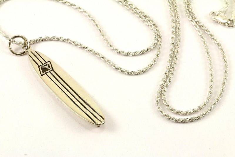 Vintage Surfbrett Design Halskette 925 Sterling Nc 1427(401744748208 von GabrielStar