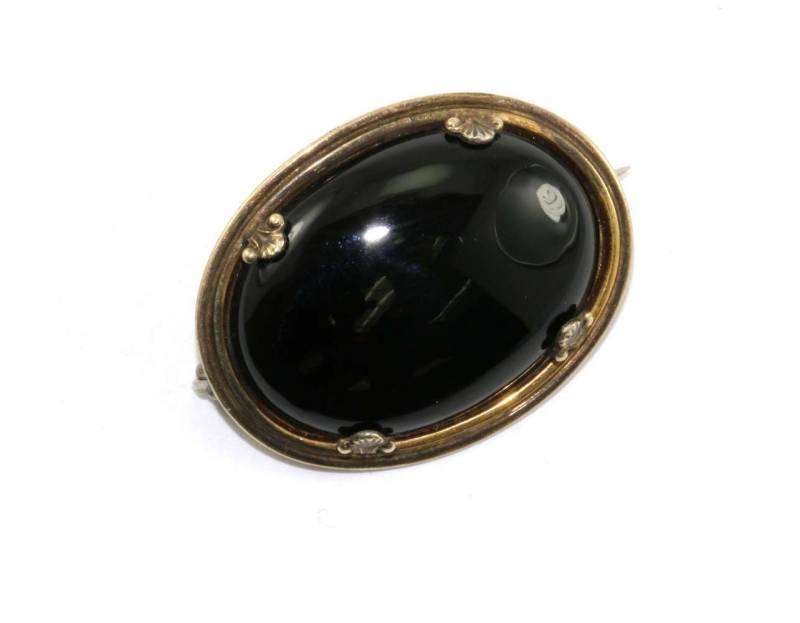 Vintage Symmetalic 12K Gold & Silber Oval Onyx Pin/Brosche Bb 704-E von GabrielStar