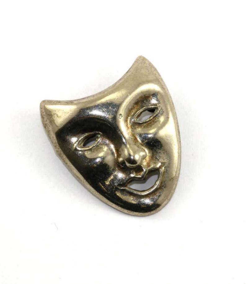 Vintage Theater Open Mask Pin/Brosche Anhänger 925 Sterling Bb 686 von GabrielStar