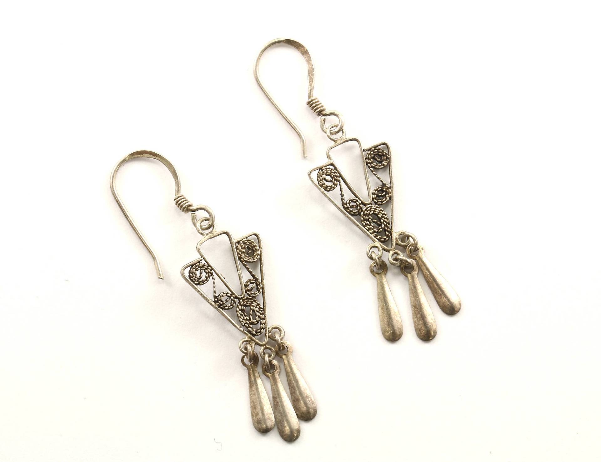 Vintage Triangle Dangling Design Tropfen/Baumeln Ohrringe 925 Sterling Silber Er 971 von GabrielStar