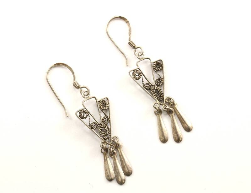 Vintage Triangle Dangling Design Tropfen/Baumeln Ohrringe 925 Sterling Silber Er 971 von GabrielStar