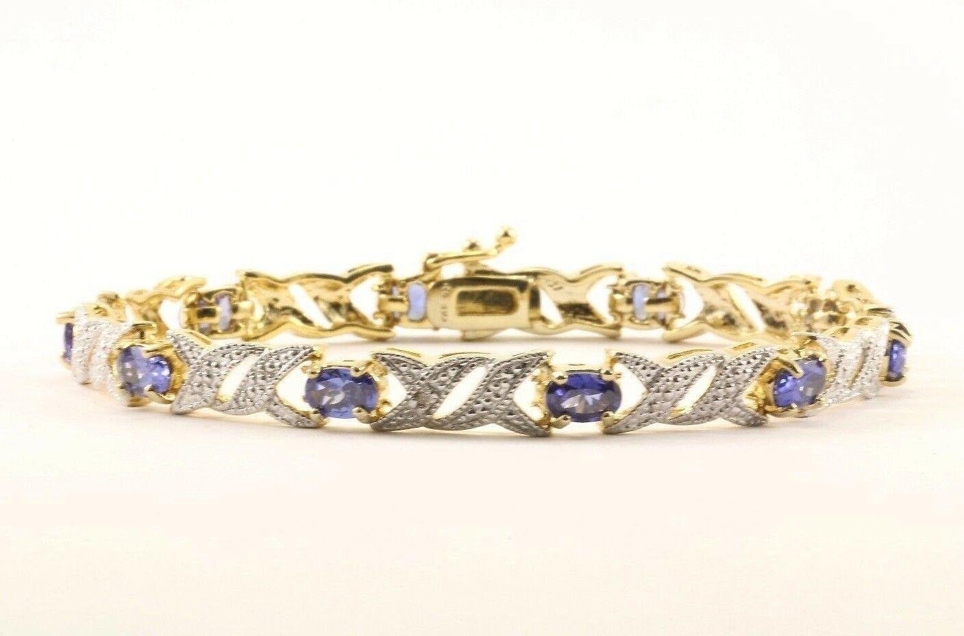 Vintage X Kreuz Design Sapphire Farbe Kristall Link Armband Sterling Br 1364-2 | 123759779478 von GabrielStar