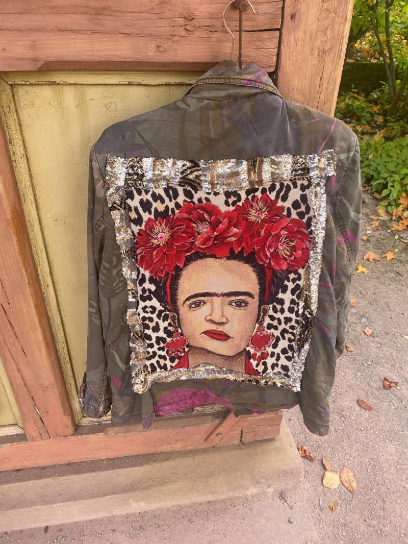 Jacke Fridamotivstoff Halloween Glitzer & Glamour Jacket Parka Style Floral Upcycling Re -Working von GabrieleMast