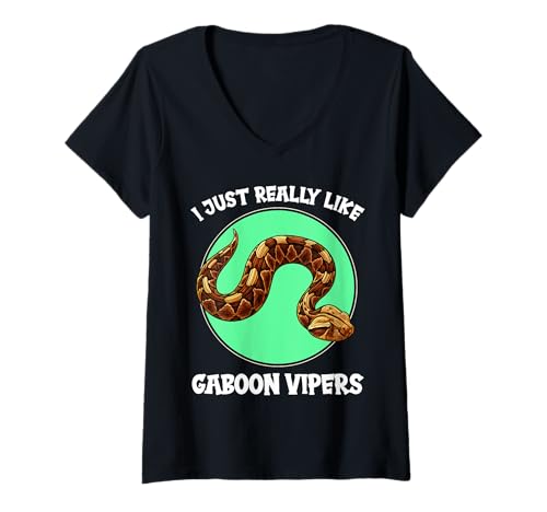 Damen Gabunvipern Gabunviper T-Shirt mit V-Ausschnitt Damen Gabunvipern Gabunviper T-Shirt mit V-Ausschnitt von Gabunvipern Gabunviper Tier Shop