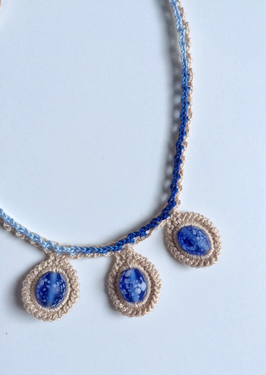 3 Blaue Perle Häkeln Halskette 3 Blaue Perle Häkeln Halskette von GabyCrochetCrafts