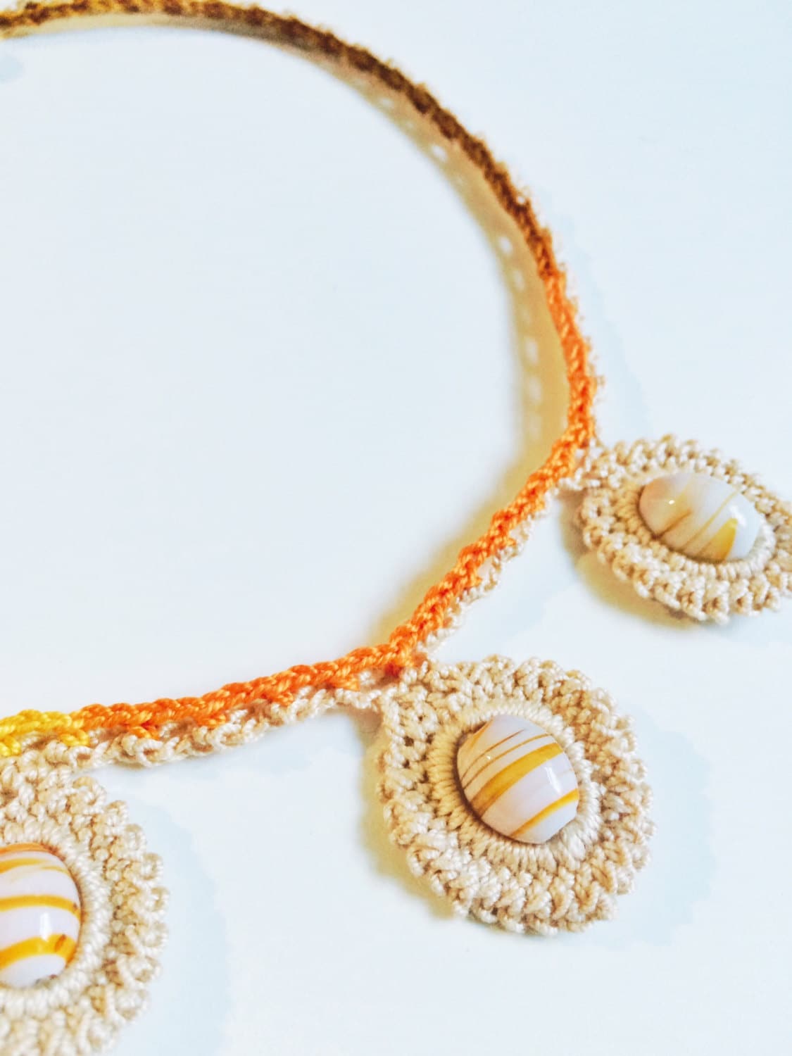 3 Orange Perle Häkeln Halskette 3 Orange Perle Häkeln Halskette von GabyCrochetCrafts
