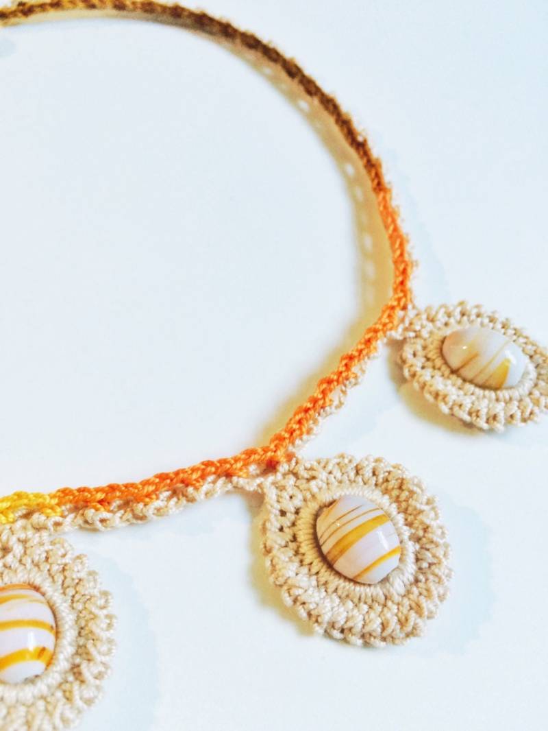 3 Orange Perle Häkeln Halskette 3 Orange Perle Häkeln Halskette von GabyCrochetCrafts