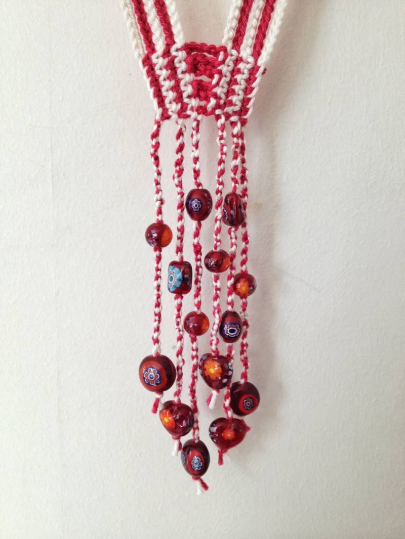Pflaume Und Creme Perlen Häkeln Halskette Pflaume Und Creme Perlen Häkeln Halskette von GabyCrochetCrafts