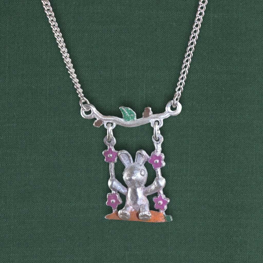 Hase Auf Schaukel An Silberkette von GabyDeArt