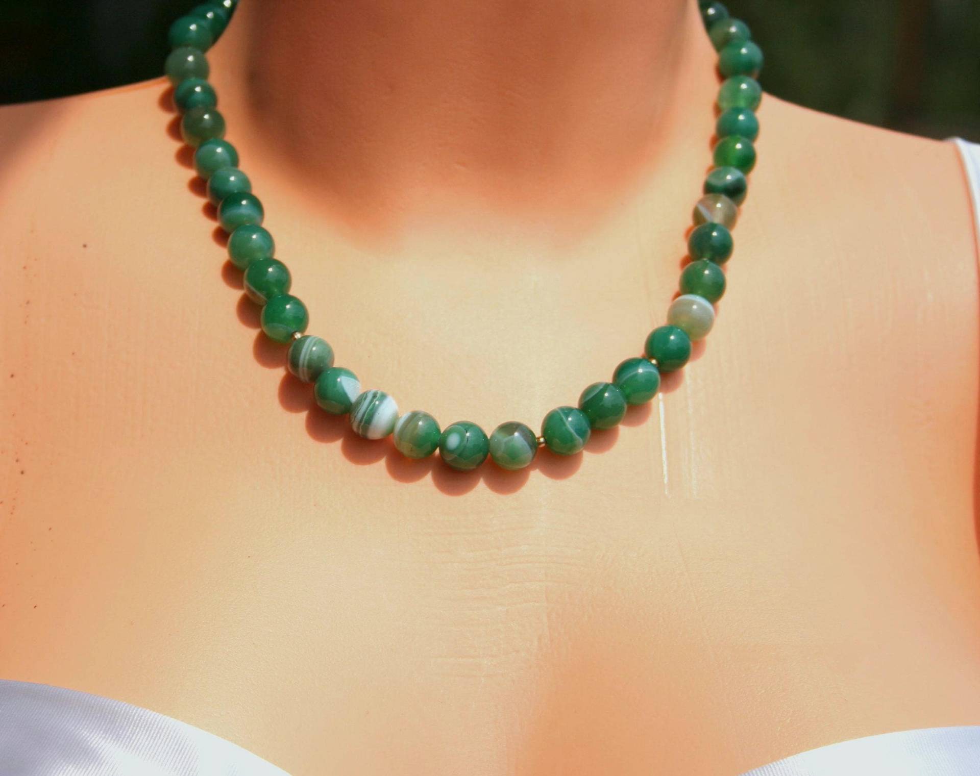 Achat Kette, Grüne Edelstein Bezaubernde Perlenkette von GabyJewellery