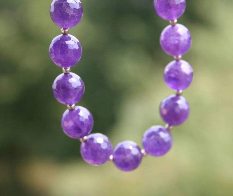 Amethyst Kette in Sterling Silber, Echte Kette, Tiefviolette Geschenk Für Sie Amethyst Kette in Sterling Silber, Echte Kette, Tiefviolette Geschenk Für Sie von GabyJewellery