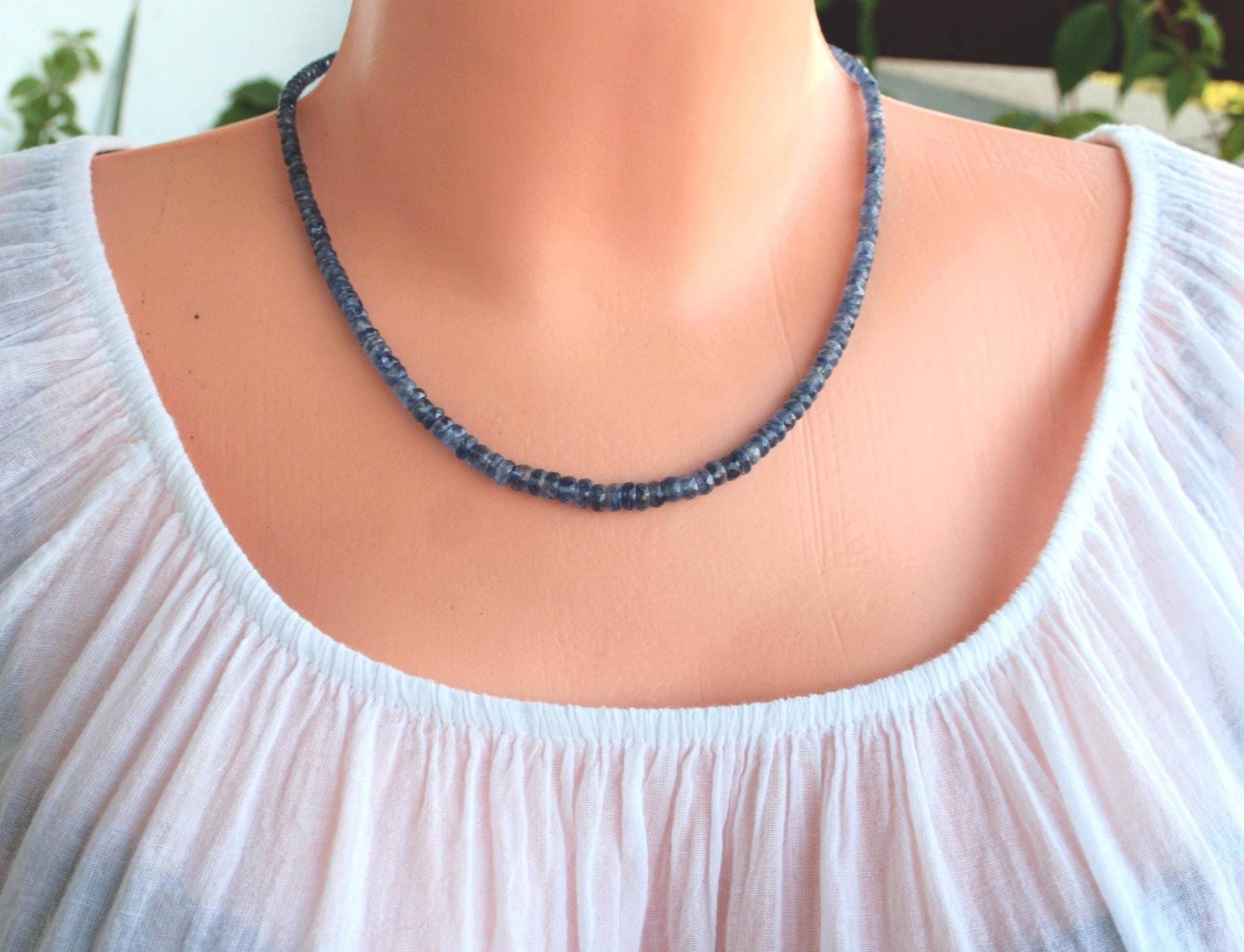 Echte Blaue Kyanit Halskette, Kristallhalskette, Luxushalskette Für Frauen, Geschenk Sie von GabyJewellery