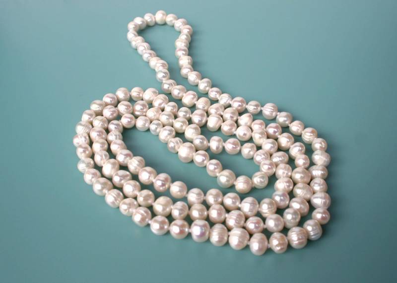 Lange Perlenkette, Süßwasserperlen, Perlenkette von GabyJewellery