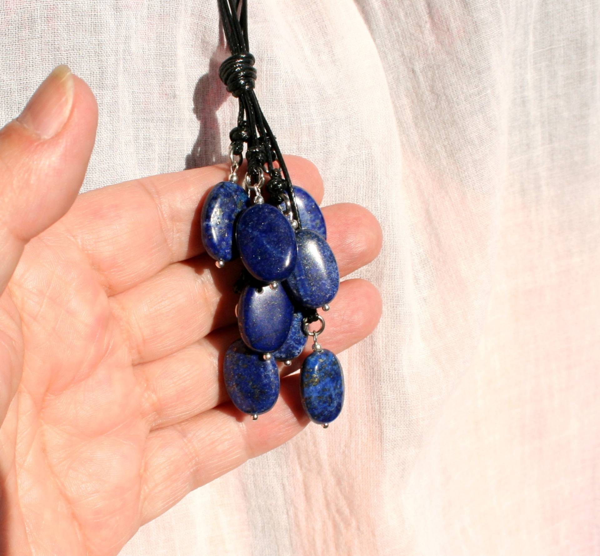 Lapislazuli Halskette, Anhänger Lange Geburtsstein September, Geburtstagsgeschenk Für Sie von GabyJewellery
