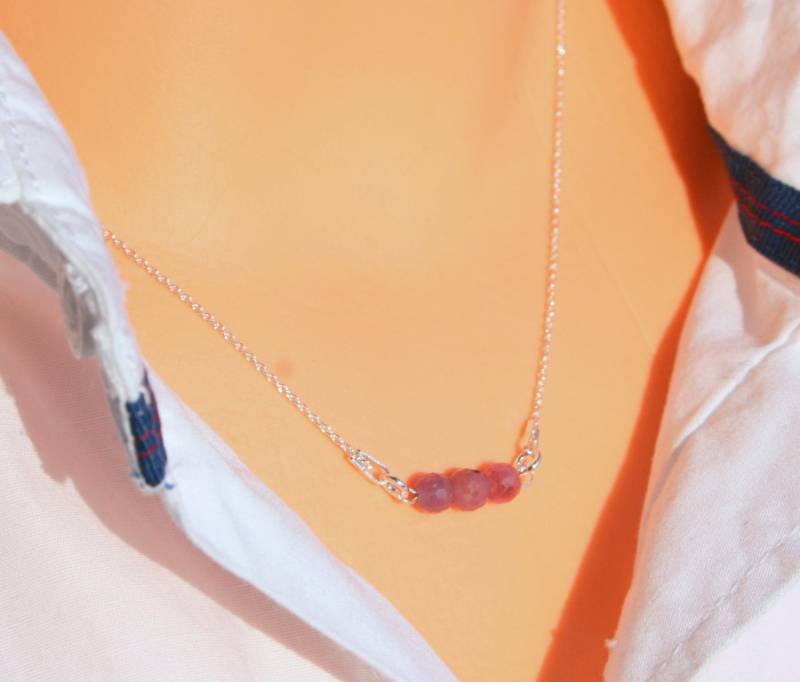 Rubin Halskette, 925 Sterling Silber Echte Bar Juli Geburtsstein Schmuck Geschenk Für Sie von GabyJewellery