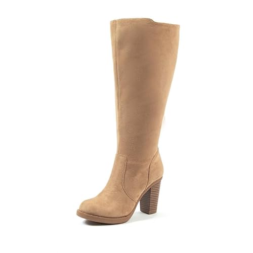 GABYLOU XL-Stiefel mit hohem Absatz für breite Waden - Modell Kamilla (beige, eu_footwear_size_system, adult, women, numeric, medium, numeric_42) von GABYLOU