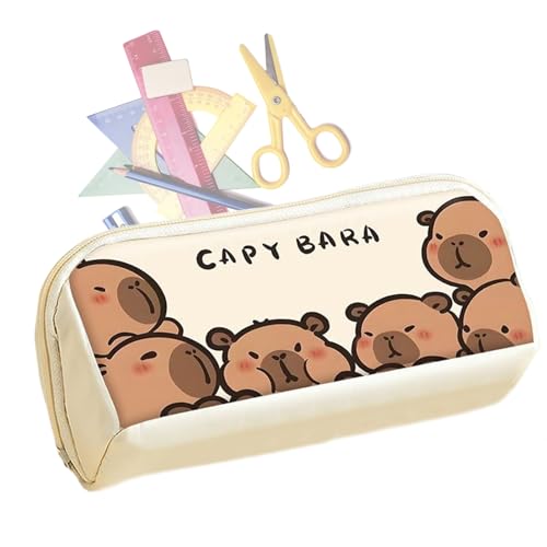 Gacqpli Cartoon Capybara Federmäppchen - Tragbarer Stifteorganizer - Doppelfach Organizer Für Schulbedarf Arbeitsplatz Unterwegs Täglicher Pendelverkehr Schreibtisch Rucksack von Gacqpli