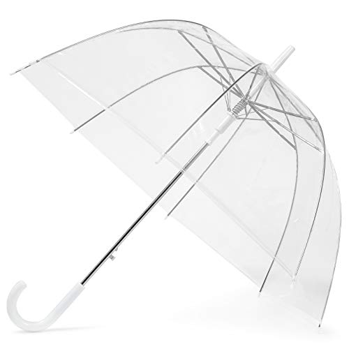 GadHome Transparenter Regenschirm | 85 cm Großer Klarer Kuppelschirm für Frauen, Hochzeit | Leichter Automatischer Schirm Mit Weißem C-Griff von GadHome