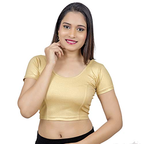 Gada Sisters Damen Stretchable Saree Bluse - Indische Saree Bluse für Frauen Readymade, Gold, XX-Large von Gada Sisters