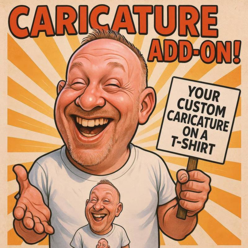 Add-On Benutzerdefinierter Karikatur-T-Shirt-Druck - Personalisierte Cartoon-Kunst Auf Einem Shirt | Kein Standalone Artikel Lustige Geschenk Idee von Gadgetalicious