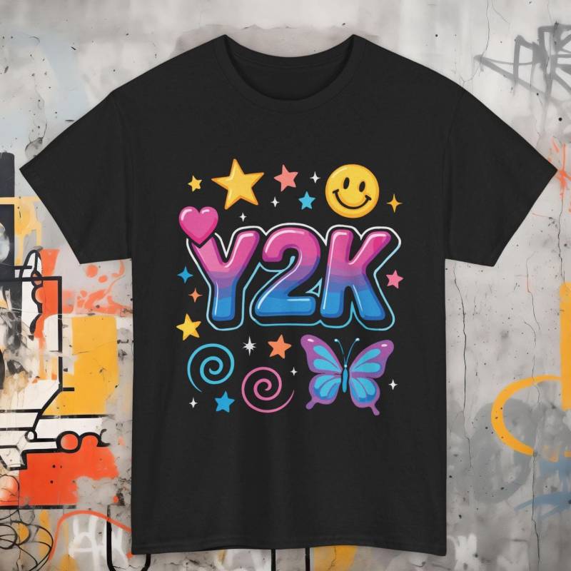 Y2K T-Shirt - Buntes Retro 2000Er Jahre Grafik-T-Shirt | Niedliches Schmetterling & Smiley Shirt Lustiges Throwback-Geschenk Für Anfang Der von Gadgetalicious