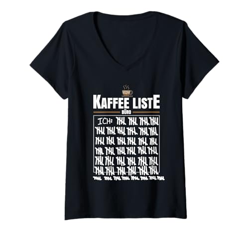 Damen Kaffee Liste Gadgets Für Kaffeeliebhaber Büro Kaffeetrinker T-Shirt mit V-Ausschnitt von Gadgets für Kaffeeliebhaber und Kaffeetrinker