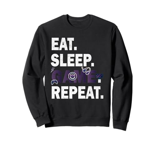 Eat Sleep Game Repeat Videospiele Hobby Lustig Männer Frauen Sweatshirt von Gadi