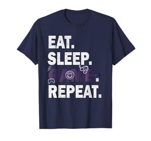 Eat Sleep Game Repeat Videospiele Hobby Lustig Männer Frauen T-Shirt von Gadi