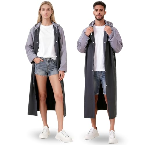 2 Stück Regenponcho Regenmantel Damen Herren Regenschutz Wasserdicht Regencape mit Tunnelzug Kapuze und Elastische Manschette, Leichtgewichts Regen Poncho für Wandern Radfahren Camping und Reisen von Gadom