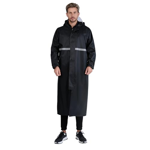 Gadom Regenponcho für Herren Damen, Wasserdichter Regenjacke Wiederverwendbar Mehrzweck Regenmantel mit Kapuze, Reflektierende Streifen, Atmungsaktiver Regenponcho für Camping Wandern Fahrrad Angeln von Gadom