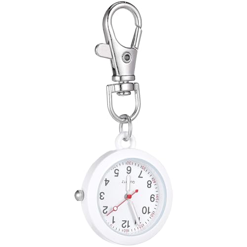Gadpiparty 1 Stück Nurse Taschenuhr, Edelstahl Schlüsselring Design, Clip-On Hängende Uhr für Krankenschwestern, Weiße Ziffernblatt, 7 x 3 cm von Gadpiparty