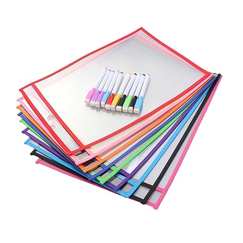 Gadpiparty 10 Sätze Wiederverwendbare Transparente PVC Aufbewahrungstaschen mit Trockene Radierfunktion für Schulbedarf Stifte Praktische und Vielseitige Lösung für Büro und Zuhause von Gadpiparty