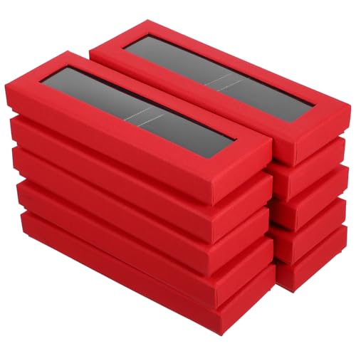 Gadpiparty 10 Stück Rote Stiftboxen mit Klarsichtfenster Praktische Stiftaufbewahrung und Dekorative Geschenkbox für Stifte Schmuck Uhren und Kleine Gegenstände von Gadpiparty